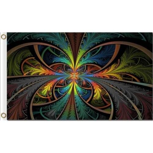 Colored peacock feather rainbow colors painting 3x5ft polyester flags
