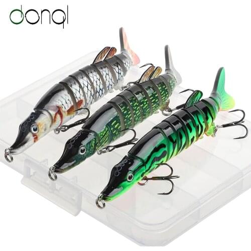 DONQL 3Pcs/Set Minnow Fishing Lure 13cm 17g Multi Jointed Section Bend Hard Bait Artificial Pike Carp Fishing Tackle Pesca
