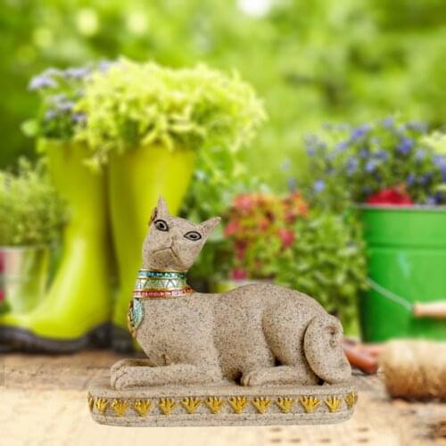 Egypt Cat Sculpture Decorative Ornament Realistic Figurine Statue Statuette