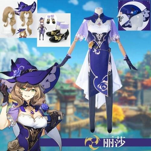 Game Genshin Impact Lisa Minci Cosplay Costume Custom Size Halloween