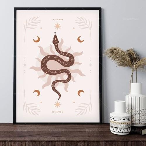 Boho snake art, spirit animal, transform the storm, boho serpent illustration, empowerment gift, esoteric, mystical snake print