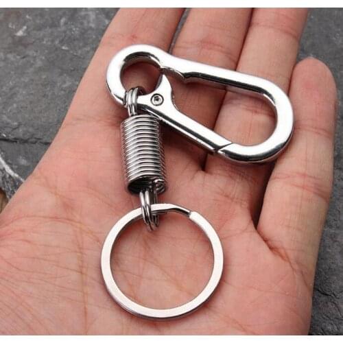 Stainless steel Gourd Buckle carabiner keychain Waist Belt Clip anti-lost buckle hanging retractable keyring outdoor tools#8936