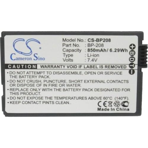 Cameron Sino 850mAh Battery BP-208 for Canon DC10, DC100, DC20, DC201, DC21, DC210, DC22, DC220, DC230, DC40, DC50, DC51, DC95