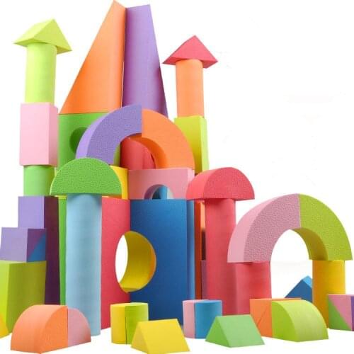 50 Pcs/set High Quality EVA Safe Children Building Brick Block Foam Construction Soft Toy Kids Baby Intelligence Educational Toy