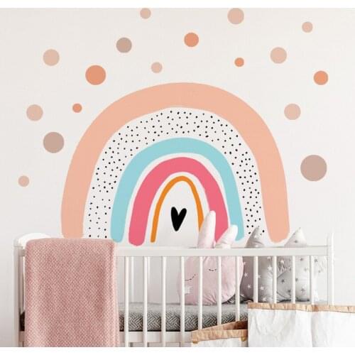 Colorful Ice Powder Dots Rainbow Love Wall Stickers for Kids Room Living Room Bedroom Kindergarten Decoration Wall Decor Sticker