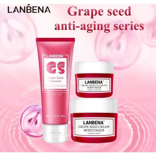 LANBENA Grape Seed Anti Aging Series Facial Cleanser Face Cream Remove Wrinkle Radiation Protection Eye Deep Nutrition Skin care