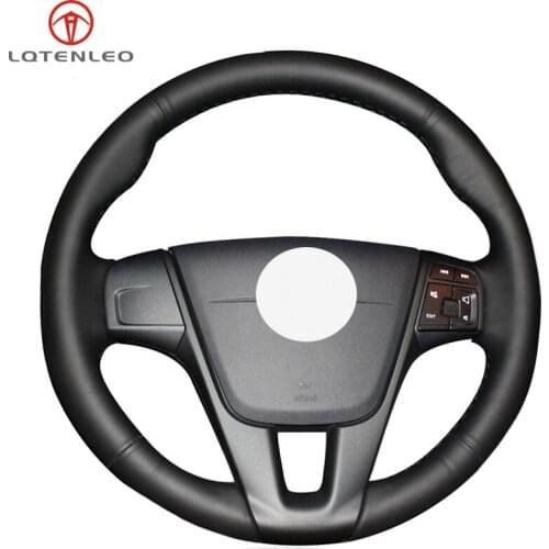 LQTENLEO Black PU Artificial Leather DIY Hand Sew Car Steering Wheel Cover For Volvo S60 V40 V60 V70 2014 XC60