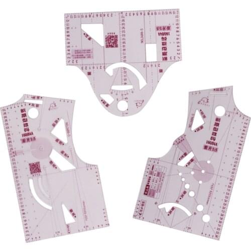 3pcs Mini Plastic Clothing Designs Ruler Tailor Ruler Measure for Sewing Dressmaking Pattern Design DIY Sewing Tools