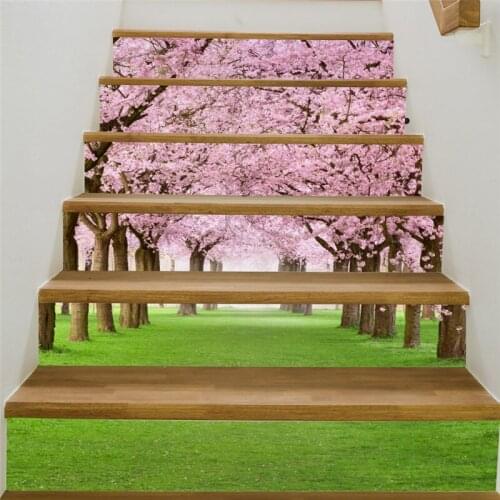 New Creative Self-adhesive staircase stickers DIY Sakura tree staircase stickers stair decoration Home ornament decoration