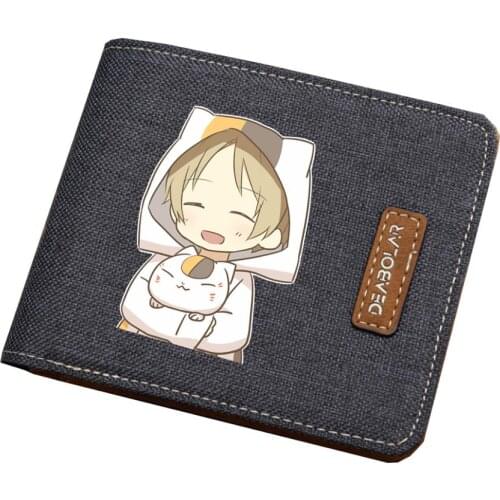 Japan anime Natsume Yuujinchou cute coat wallet Men women short printing Bifold wallet teenagers canvas wallet coin Card purse