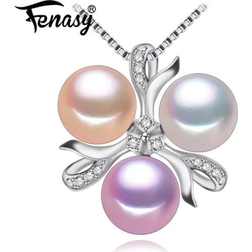 FENASY Fine Jewelry Pearl necklace ,Bohemia 2017 White pink purple pearl jewelry charm necklace women pearl pendant AliExpress