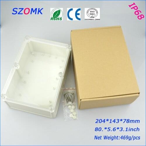 Plastic electronic project box (1 pcs) 204*143*78mm box plastic case junction box plastic housing for PCB abs plastic enclosure