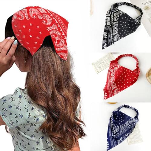 Cashew Flower Print Scrunchies Elastic Hair Bands Triangle Bandanas Hairband Triangle Hair Scarf Headband DIY Hair Accessories