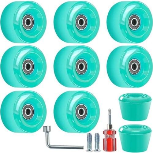Top!-8 Pcs 82A Roller Pulley with Mounting Bearing and 2 Toe Plug,for Outdoor or Indoor Use Double-Row Skating,58X32mm