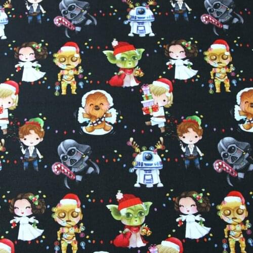 Disney Star War Princess Yoda Robot Christmas 100% Cotton Fabric for Boy Clothes Hometextile Cushion Cover Needlework DIY