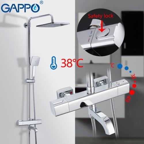 GAPPO Bathtub Faucets Thermostat Shower System Bath Mixer Rain Shower Set Waterfall Faucet Water Mixer Shower Faucet System