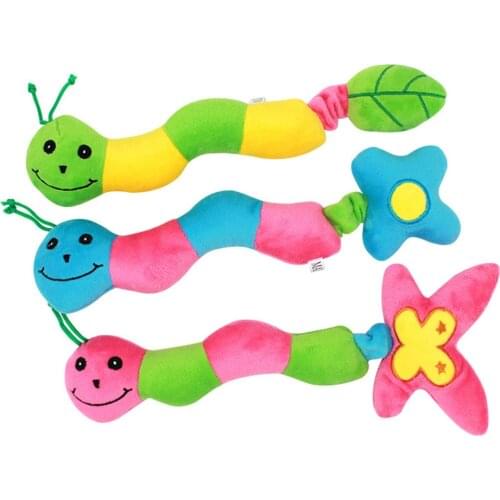 Dog Chew Squeaky Toy Cute Plush Caterpillar Butterfly Cartoon Animals Pet Molar Bite Sound Toys Puppy Interactive Training Toy