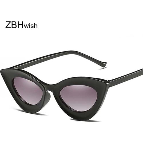 Retro Thick Frame Cat Eye Sunglasses Women Ladies Brand Designer Mirror Lens Cat Eye Sun Glasses For Female Oculos De Sol