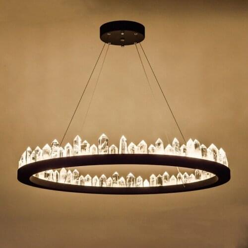 Modern Remote Crystal LED Pendant lights Gold Black industrial Crystal lamp for hotel villa exhibition hall art decoration