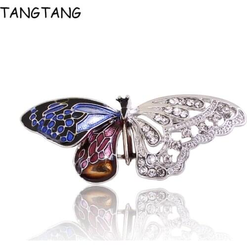 Hot Colorful Enamel Butterfly Brooches for Women Elegant Insect Brooch Pins with 3A Rhinestone New Year Gift Winter Coat Jewelry