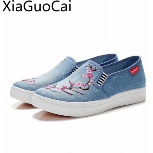 Women Denim Canvas Shoes Spring and Autumn Ladies Casual Shoes Newest Breathable Women Casual Flat Shoes
