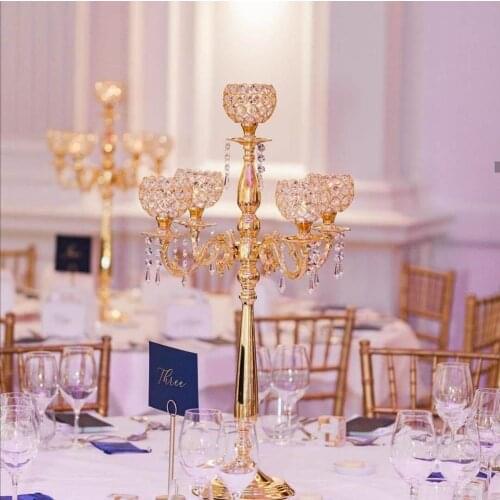 75 CM Tall Gold Candle Holder 5-arms Candlestick Wedding Candelabra Hotel Home Decoration