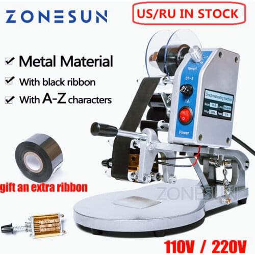 ZONESUN 110V/220V Manual Words And Date Printer On The Packaging Materials /Manual Hot Stamping Date Coding Machine Bags