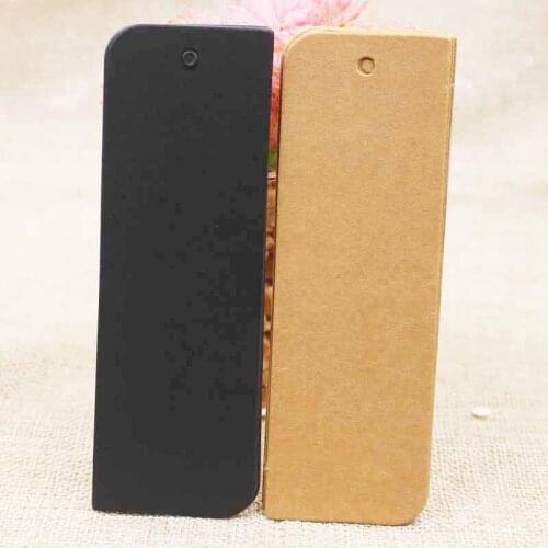 100pcs 4*12cm Blank kraft/black paper hang tag scrapbook DIY making gift bookmarks swing tags price label wholesale