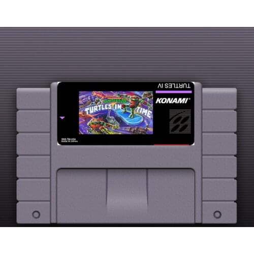 Turtles IV Turtles In Time 16 Bit Big Gray Game Card For NTSC Game Player