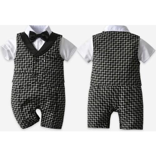 Kids Formal Suits Baby Boys Suits Summer Short Wedding Wear Sets Children fashion Jumpsuit vest gentleman 2pcs