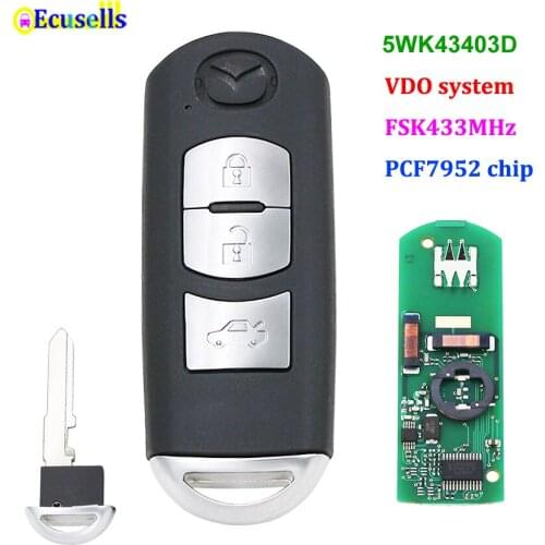 3 button (trunk button) FSK 433MHz smart remote key VDO system PCF7952 chip MAZ24R for Mazda 5WK434D