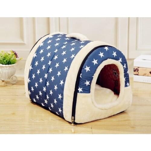 3 Sizes Portable Folding Pet Dog House Removable Soft Fleece Warm Cat Bed Winter Washable Small Animals Sofa Sleeping Mat
