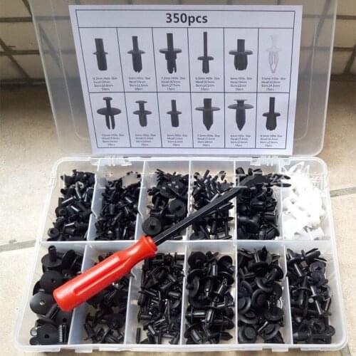 350pcs Car Plastic Rivets Automobiles Plastic Screw Rivet Fastener Clips Car Door Trim Panel Plastic Rivets Kit With wrench Box
