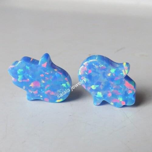 50pcs /Lot OP74 Multi Cornflower Hamsa Opal 11x13mm Fire Hand Opal , Synthetic Hand & Hamsa Opal for DIY Necklace Jewelry