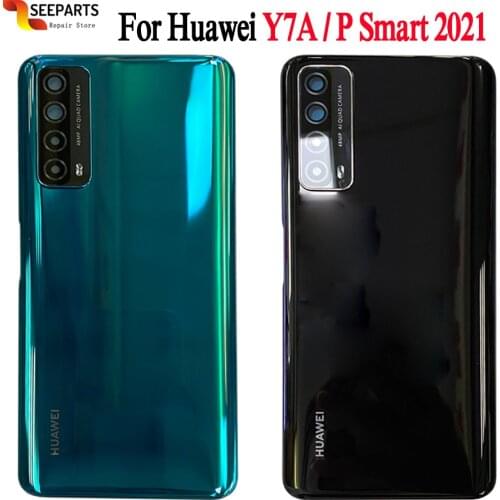6.67" For Huawei P Smart 2021 Back Battery Cover Housing Glass Rear Door Case With Adhesive Sticker For Huawei Y7A PPA-LX2 LX3