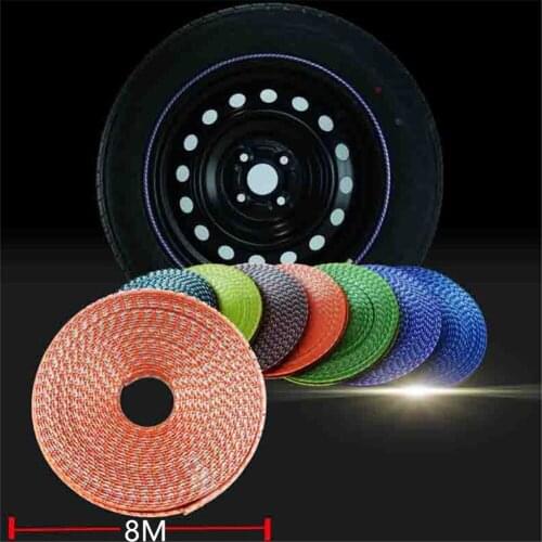 8M Car Wheel Hub Protector Trim Strips Carbon Fiber Car Stickers Wheel Rim Guard Auto Protection Strips Car Decoration Stickers
