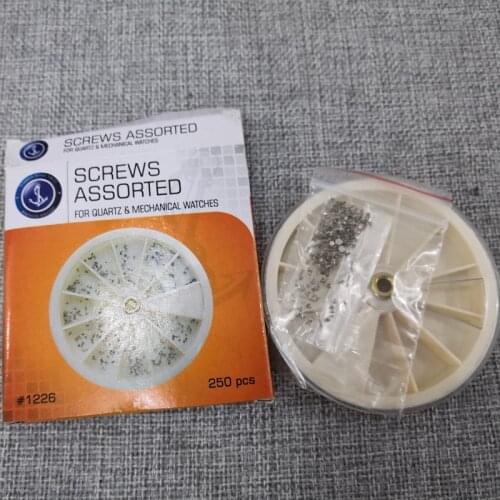Watch accessories slotted screw set round box mixed size slotted screw 250 piece watch screw