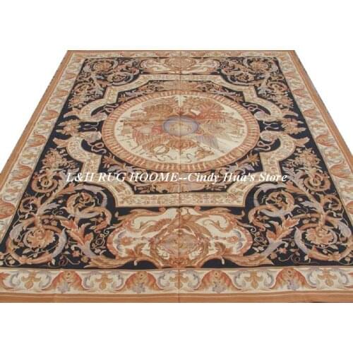 Free shipping 9'x12' Stunning French style aubusson carpets/rugs for home decoration classical black colors