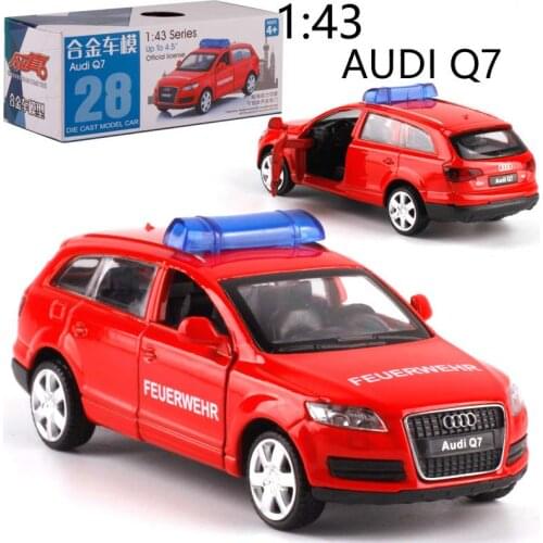 CAIPO 1:43 Police Audi Q7 BMWX6 Alloy pull-back vehicle model Diecast Metal Model Car For Boy Toy Collection Children Gift