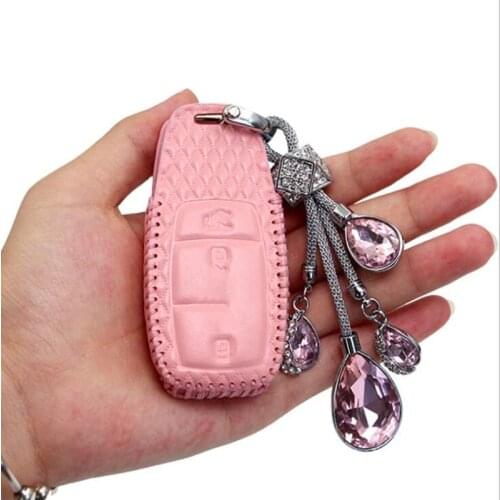 Genuine Leather Car Key Bag Case Cover Key Holder For Mercedes Benz W203 W210 W211 W124 W202 W204 AMG Accessories
