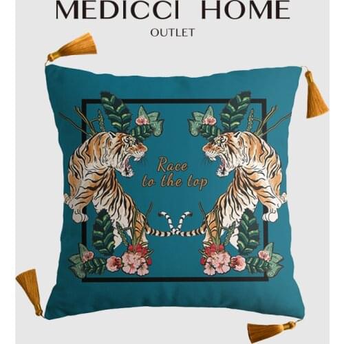 Medicci Home Luxury Cushion Cover Double Tiger Classic Cashew Floral Inspired Design Decorative Accent Pillow Case Free Shipping