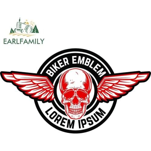 EARLFAMILY 13cm x 7.3cm for Biker Emblem Lorem Ipsum Gang Decal Vinyl Scratch-proof Personality Decoration Window Car Stickers