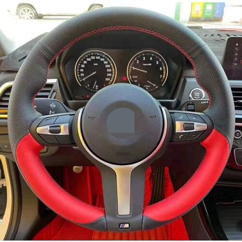 Car Steering Wheel Cover Soft Genuine Leather For BMW F87 M2 F80 M3 F82 M4 M5 F12 F13 M6 F85 X5 M F86 X6 M F33 F30 M Sport