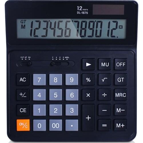 Dual Power Electronic Calculator 12 Digits 1.5V Button Battery Solar Calculator Business Office Financial Calculator Stationery