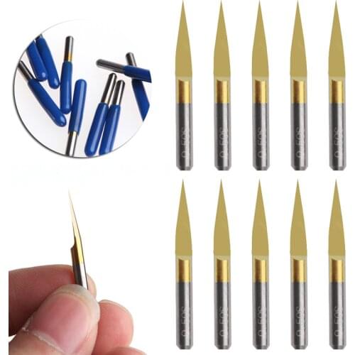 10Pcs/Set Titanium Coated Carbide PCB Engraving 15 0.1mm CNC Bit Router Tools Dropshipping
