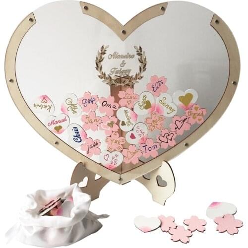 Wedding Guest Book Y&K Homish Drop Top Frame Sign Book Wooden Hearts, Rustic Wedding Decorations and The Wedding Gift