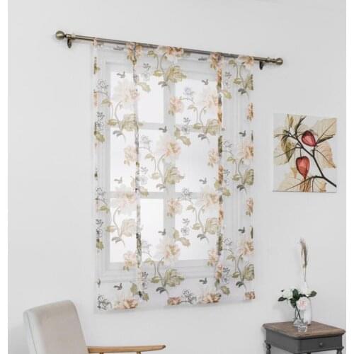 Peony Flower Type Roman Short Curtains Use For Living Room Kitchen Burnt-out Flower Tulle Semi-shading Curtains Home Accessories