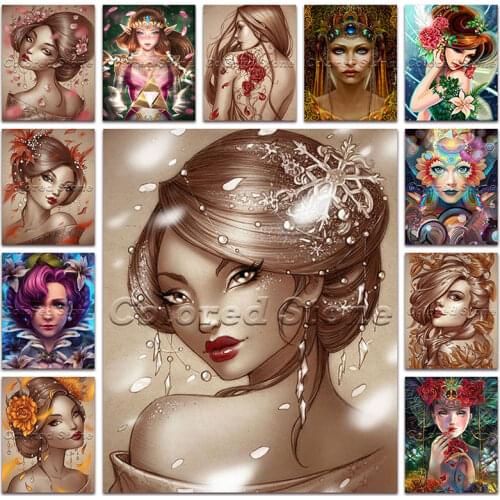 Full Round Diamond painting Cross stitch Portrait beauty Full Square Diamond embroidery girl DIY Diamond mosaic Fairy princess