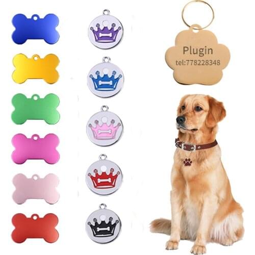 Engraving Personalized Laser Metal Pet Name Tag Anti-lost Customized Dog Cat ID Collar Puppy Nameplate Tag Pendant Supplies