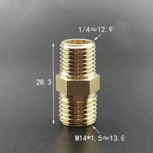 M14x1.5mm Male Turn DN8 1/4" BSPP Male Brass Connection Bushing Adapter Reducer Pipe Fitting Coupler